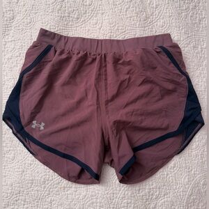 Under Armour Women's Mauve Athletic Shorts with Navy Trim - size small